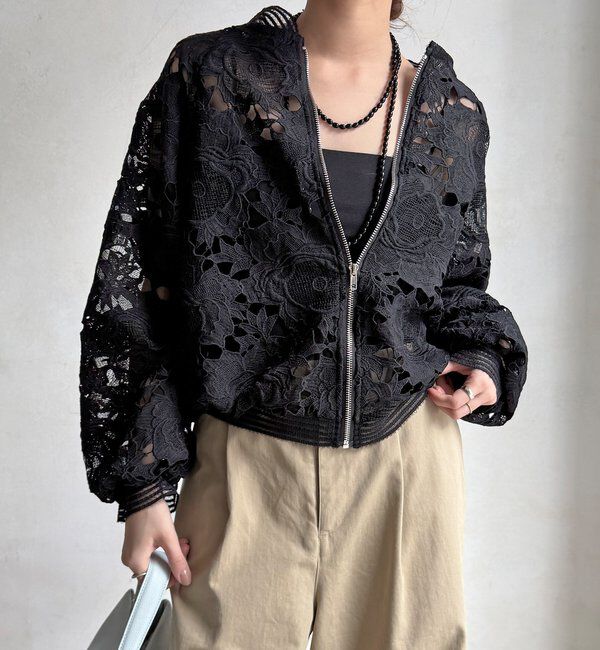  「【WEB限定】フラワーレースブルゾン」|ブルゾン・スタジャン|