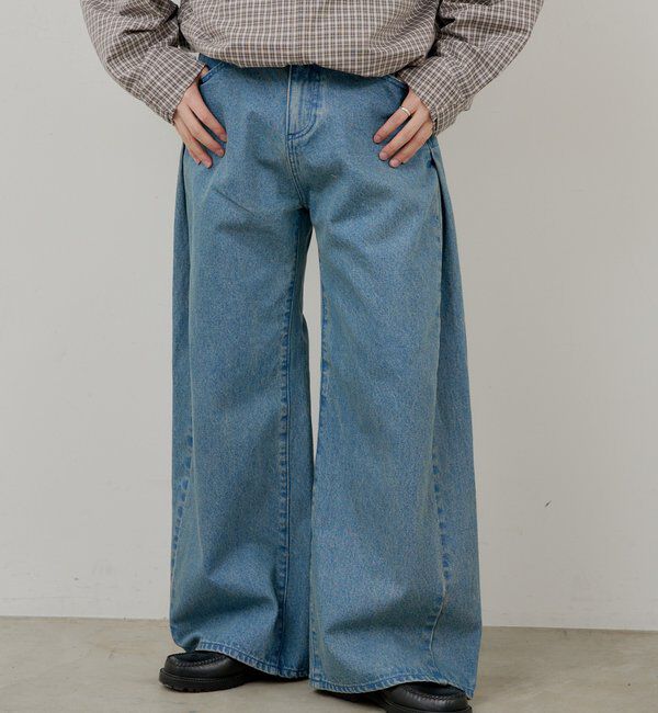  「【WHIMSIC/2サイズ展開/SETUP対応】サイドタックデニムパンツ」|デニム|ブルー