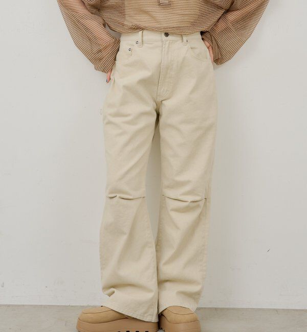  「【WHIMSIC/2サイズ展開/SETUP対応】コットンツイルニータックパンツ」|チノ|オフホワイト