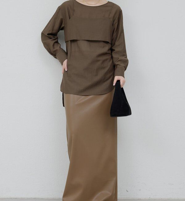  「フェイクレザータイトスカート」|スカート|