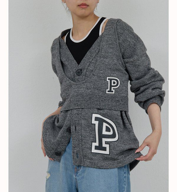  「【PEAS】レタードニットカーディガン」|ニット・セーター|