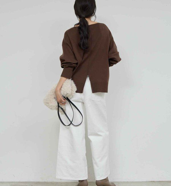  「【CHIKAコラボ】【着やせ&times;時短おしゃれ】タイ付き総針Vネックニット」|ニット・セーター|