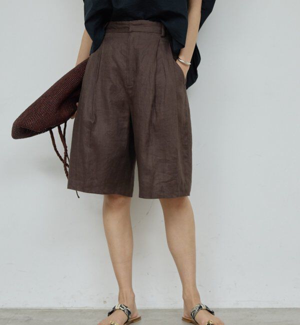  「【セットアップ対応】リネンハーフパンツ」|チノ|