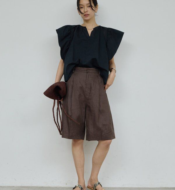  「【セットアップ対応】リネンハーフパンツ」|チノ|