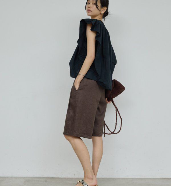  「【セットアップ対応】リネンハーフパンツ」|チノ|