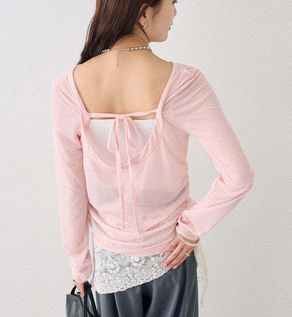  「バックシャンロングTシャツ」|Tシャツ・カットソー|ピンク