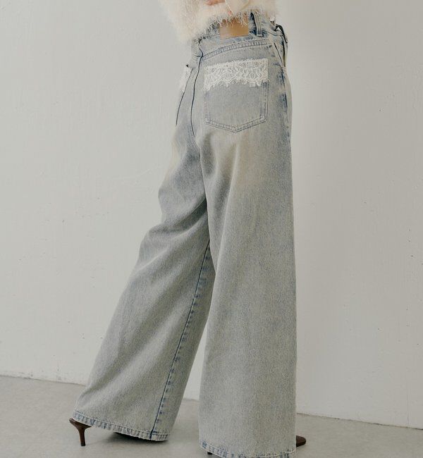  「ポケットレースワイドデニム」|デニム|