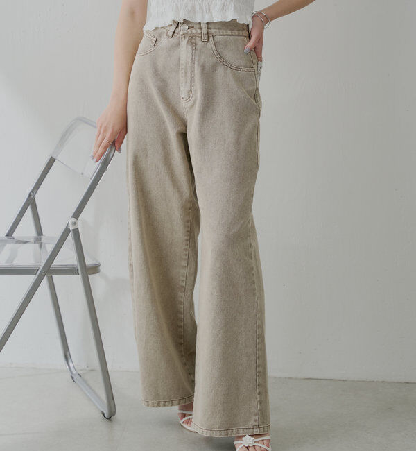  「ポケットレースワイドデニム」|デニム|