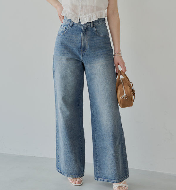  「ポケットレースワイドデニム」|デニム|