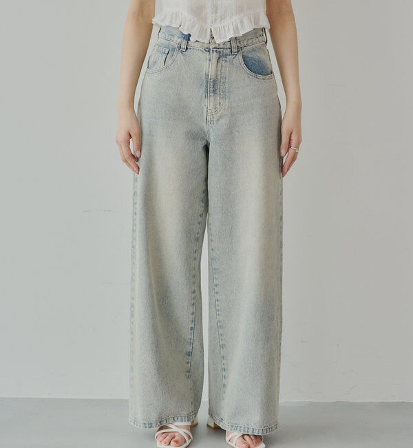  「ポケットレースワイドデニム」|デニム|