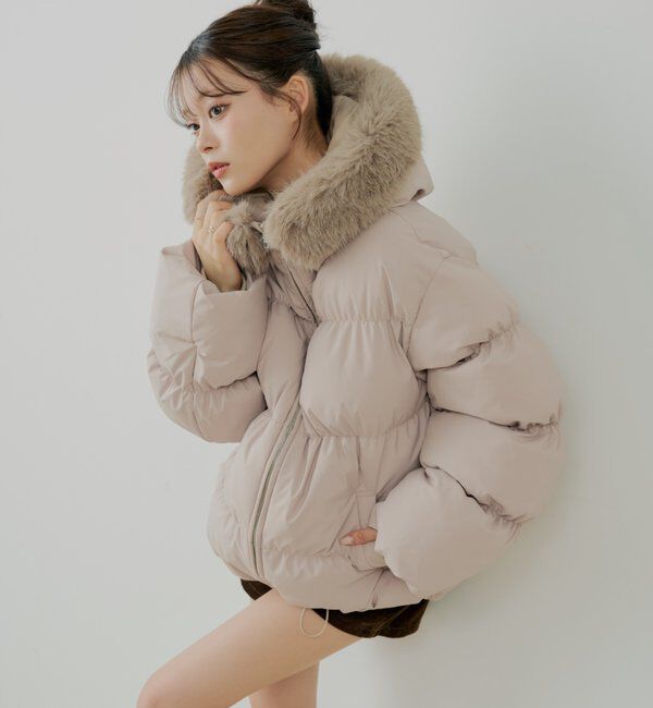  「【4色展開】ファー取り外しミドルルーズ中綿ブルゾン」|その他|