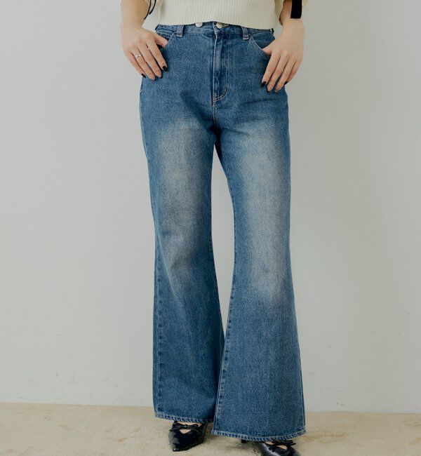  「パッチ付きフレアデニム」|デニム|