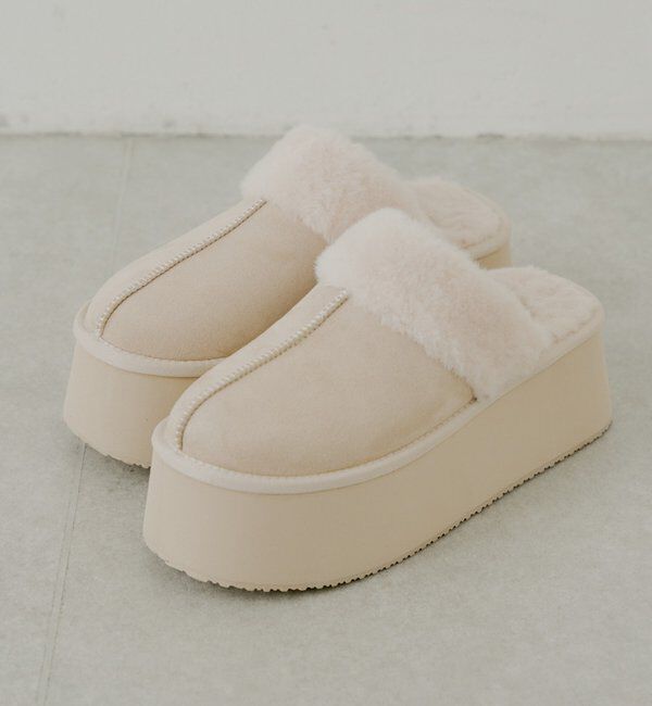  「2way厚底ムートンサボ」|その他|ベージュ