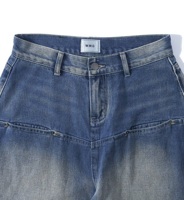  「《UNISEX / サイズ展開あり》スラッシュポケットブラストワイドデニム」|デニム|