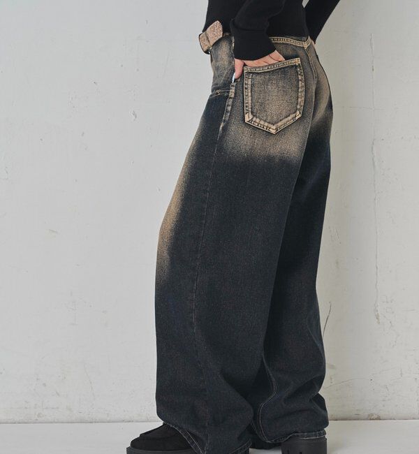 「《UNISEX / サイズ展開あり》スラッシュポケットブラストワイドデニム」|デニム|