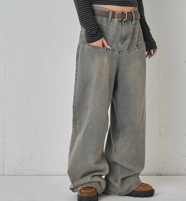  「《UNISEX / サイズ展開あり》スラッシュポケットブラストワイドデニム」|デニム|