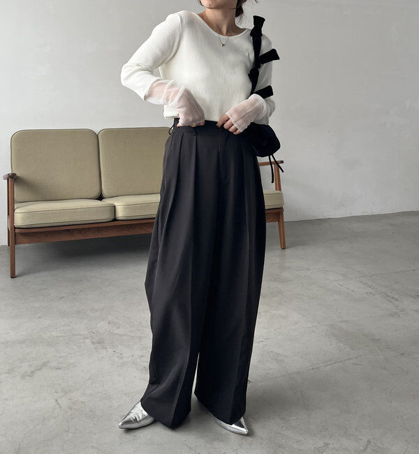  「【累計2万本突破！】【低身長・高身長サイズあり】2タックワイドパンツ」|チノ|