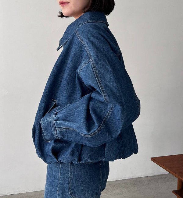  「【サイズ展開あり/セットアップ対応】ラウンドデニムブルゾン」|ブルゾン・スタジャン|