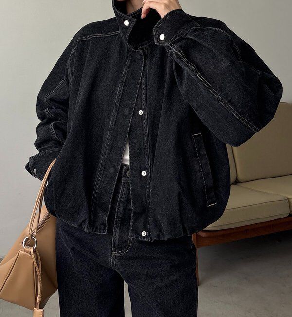  「【サイズ展開あり/セットアップ対応】ラウンドデニムブルゾン」|ブルゾン・スタジャン|