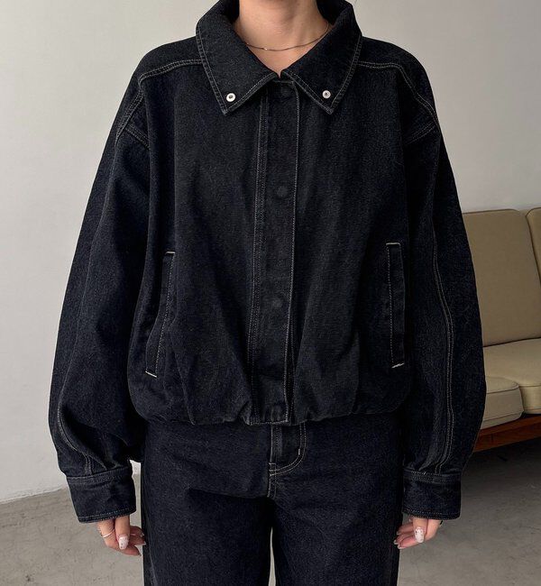  「【サイズ展開あり/セットアップ対応】ラウンドデニムブルゾン」|ブルゾン・スタジャン|