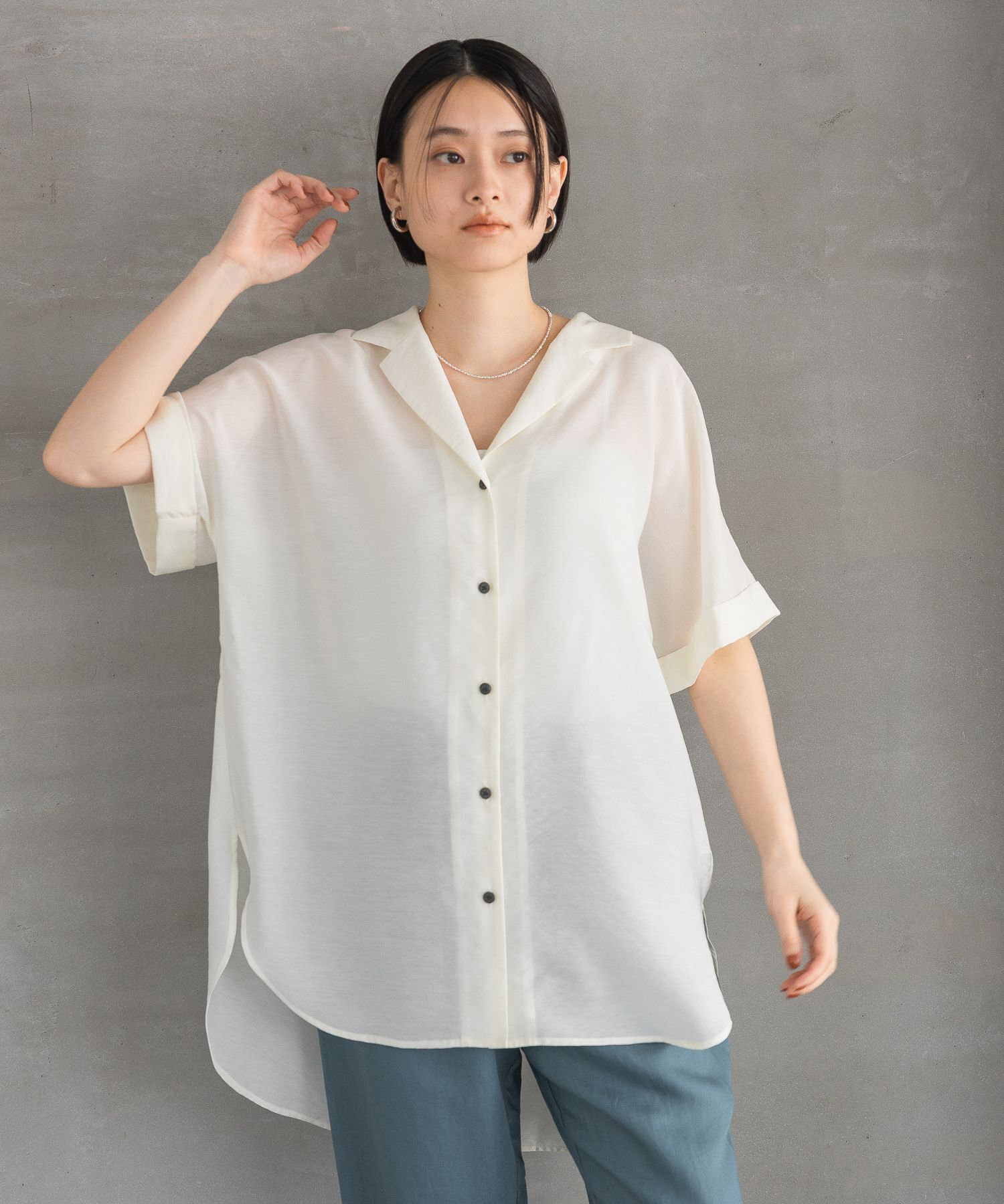 A part by 「【洗える】シアーカイキンBIGシャツ」|シャツ・ブラウス|