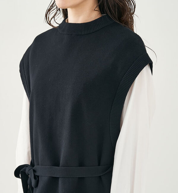 collex「ベルト付バックスリットニットベスト」|ベスト・ジレ|