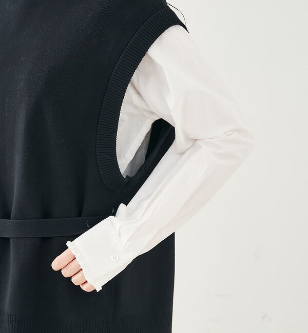 collex「ベルト付バックスリットニットベスト」|ベスト・ジレ|