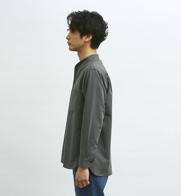 ABAHOUSE「【変形襟】シャンブレーツイル カラーレス シャツ / バンドカラーシャツ」|シャツ・ブラウス|