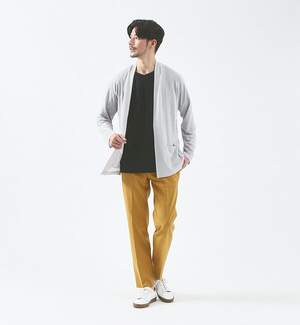 ABAHOUSE「【定番/シアー素材】ストレッチ カノコ ワンボタン カーディガン」|カーディガン|