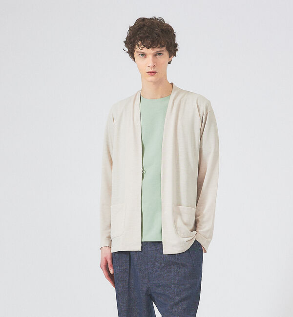 ABAHOUSE「【定番/シアー素材】ストレッチ カノコ ワンボタン カーディガン」|カーディガン|