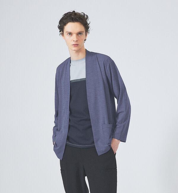 ABAHOUSE「【定番/シアー素材】ストレッチ カノコ ワンボタン カーディガン」|カーディガン|ブルー系その他2