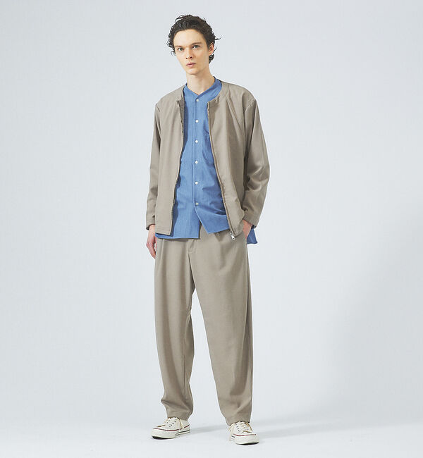 ABAHOUSE「【変形襟】定番/シャンブレーツイル カラーレス シャツ / バンドカラーシャツ」|シャツ・ブラウス|