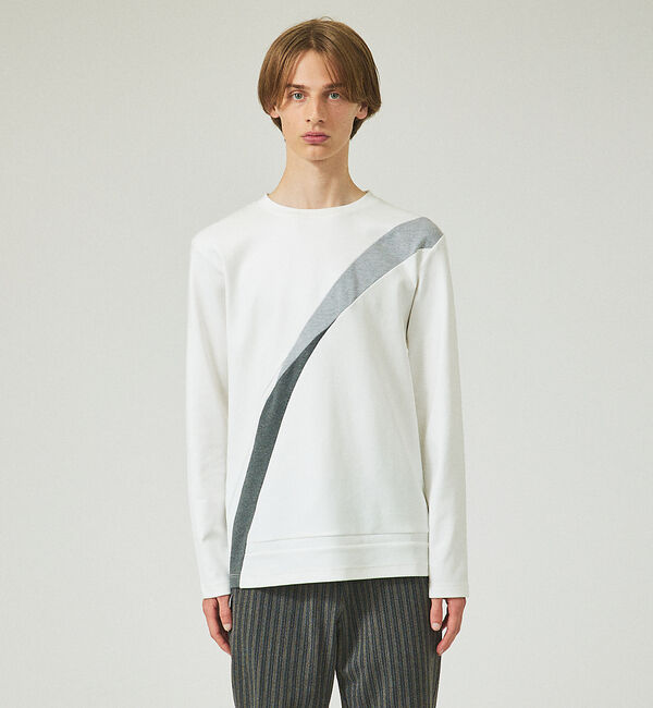 ABAHOUSE「【バイアスライン】配色切り替え ポンチ 長袖Tシャツ」|Tシャツ・カットソー|