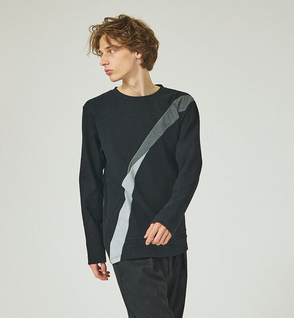 ABAHOUSE「【バイアスライン】配色切り替え ポンチ 長袖Tシャツ」|Tシャツ・カットソー|ブラック