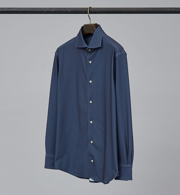 ABAHOUSE「【FLEX SHIRTS】ドライメッシュ 360&deg;ストレッチ ジャージシャツ」|シャツ・ブラウス|ダークネイビー