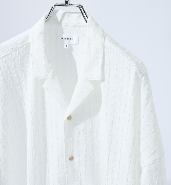 ABAHOUSE「【セットアップ対応】シャーリングケーブル オープンカラーシャツ/オーバーサイズ」|シャツ・ブラウス|