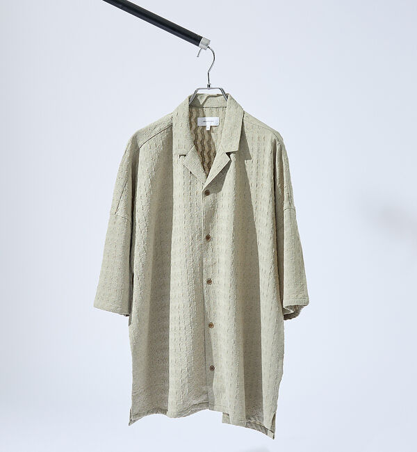 ABAHOUSE「【セットアップ対応】シャーリングケーブル オープンカラーシャツ/オーバーサイズ」|シャツ・ブラウス|