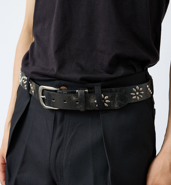ABAHOUSE「【ウエスタン スタッズ レザー ベルト】35mm black Studded b」|ベルト|