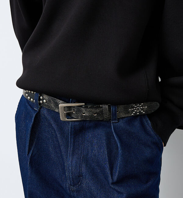 ABAHOUSE「【ウエスタン スタッズ レザー ベルト】35mm black Studded b」|ベルト|