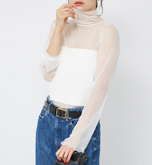 Rouge vif「ドットチュールシアータートル」|Tシャツ・カットソー|ホワイト