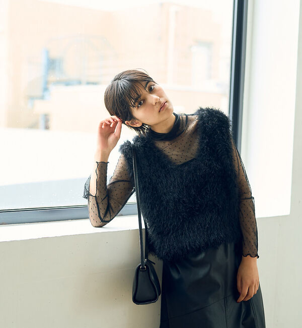 Rouge vif「ドットチュールシアータートル」|Tシャツ・カットソー|