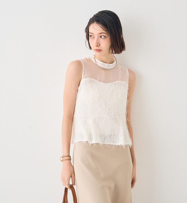 Rouge vif「【一部店舗限定】シアーミックスペプラムブラウス」|シャツ・ブラウス|