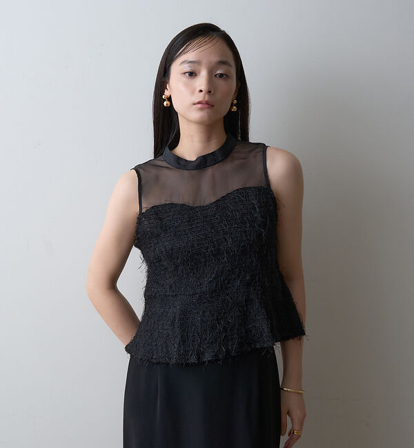 Rouge vif「【一部店舗限定】シアーミックスペプラムブラウス」|シャツ・ブラウス|