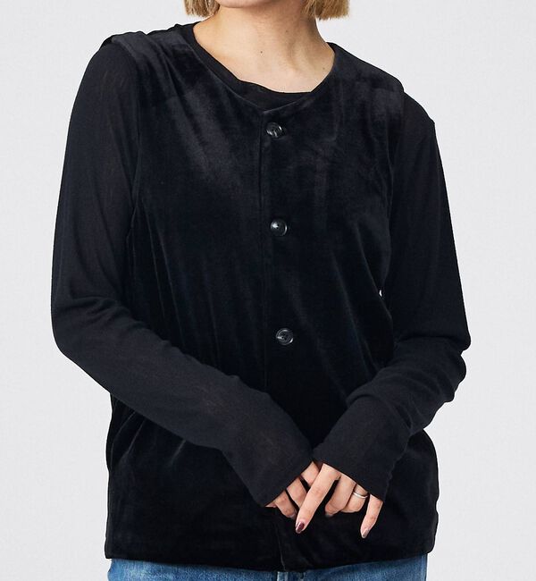 Rouge vif「【Keena/キーナ】ベルベットベスト/トップス/ベロア【WEB限定】」|ベスト・ジレ|ブラック