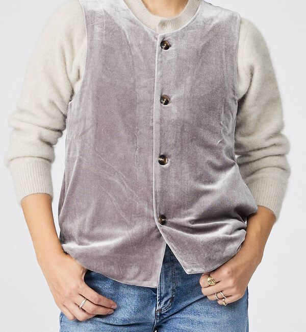 Rouge vif「【Keena/キーナ】ベルベットベスト/トップス/ベロア【WEB限定】」|ベスト・ジレ|グレー