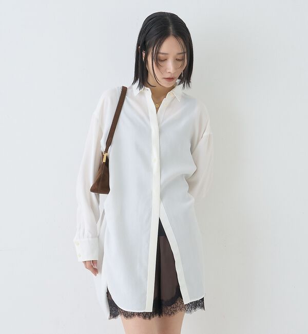 Rouge vif「ウエストタックドレープロングシャツ」|シャツ・ブラウス|