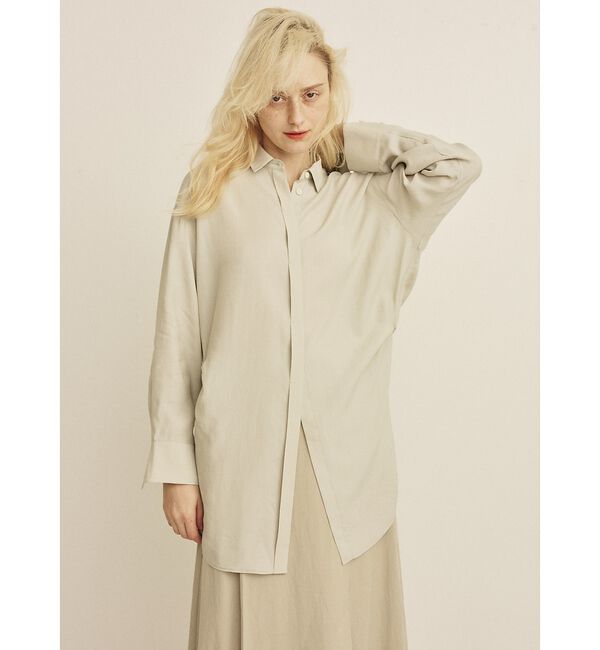 Rouge vif「ウエストタックドレープロングシャツ」|シャツ・ブラウス|