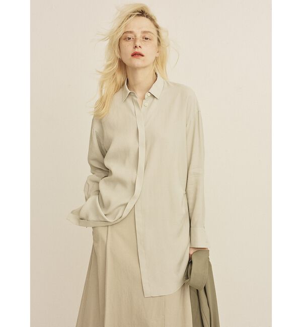 Rouge vif「ウエストタックドレープロングシャツ」|シャツ・ブラウス|