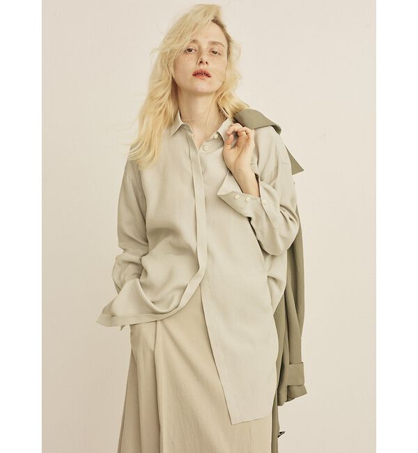 Rouge vif「ウエストタックドレープロングシャツ」|シャツ・ブラウス|