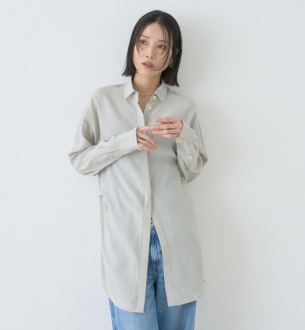 Rouge vif「ウエストタックドレープロングシャツ」|シャツ・ブラウス|